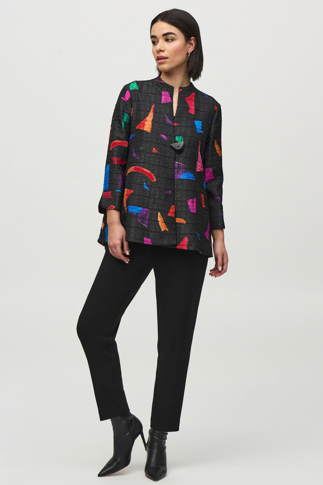 ABSTRACT PRINT TRAPEZE JACKET