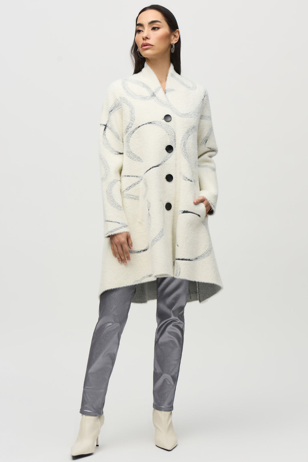 ABSTRACT SWIRL KNIT COAT