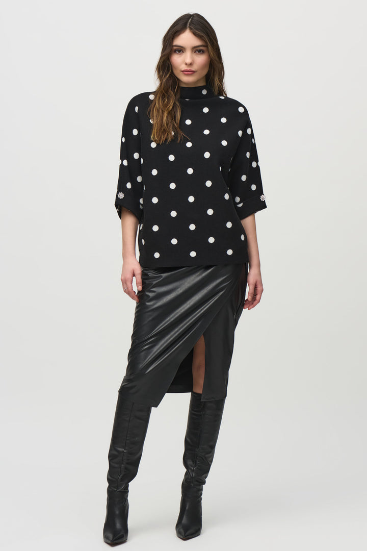 DOT PRINT MOCK NECK TOP