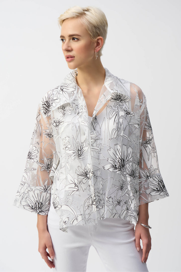 ORGANZA FLORAL BURNOUT JACKET SHIRT