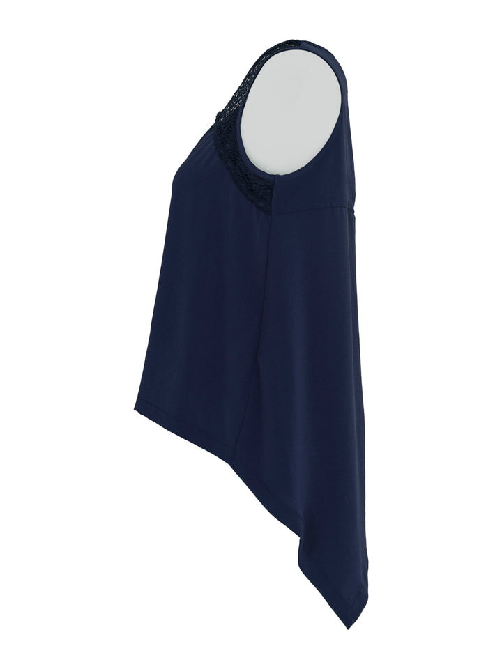 SUMMER VIBES NAVY SLEEVELESS HI LO WITH MESH TOP