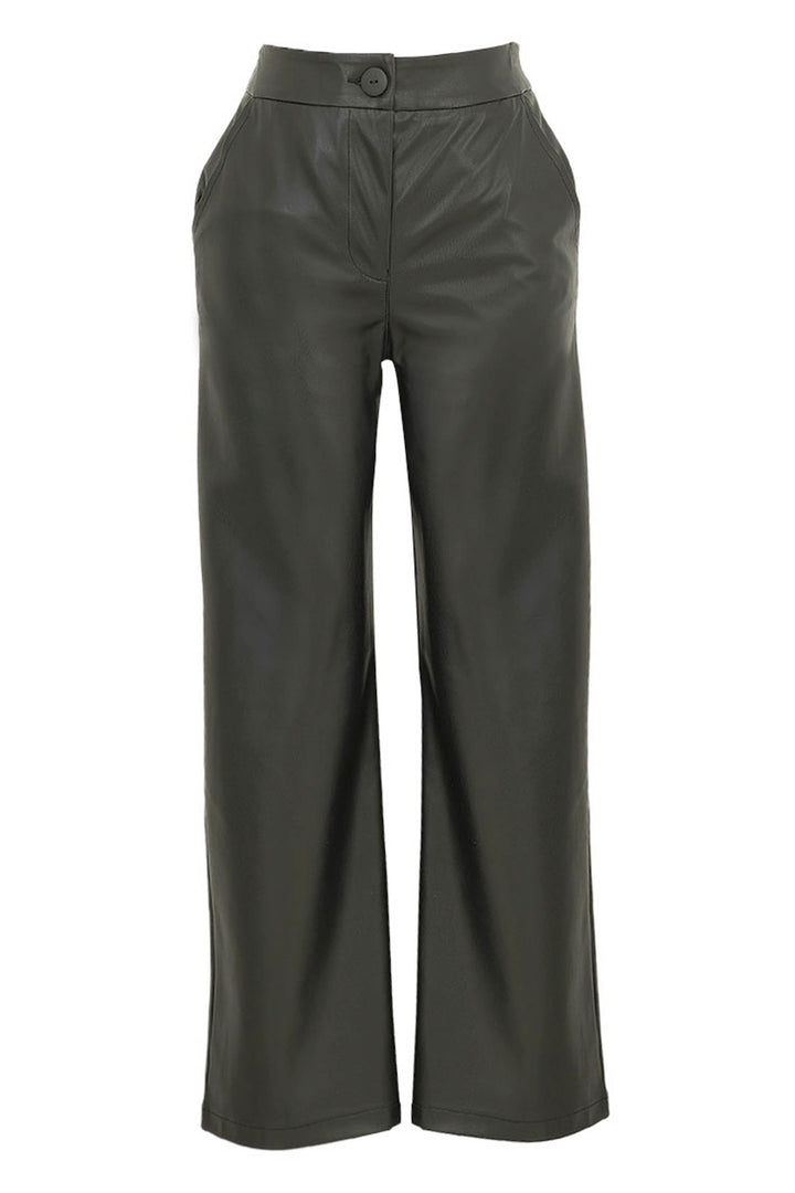 WIDE LEG PLEATHER PANT