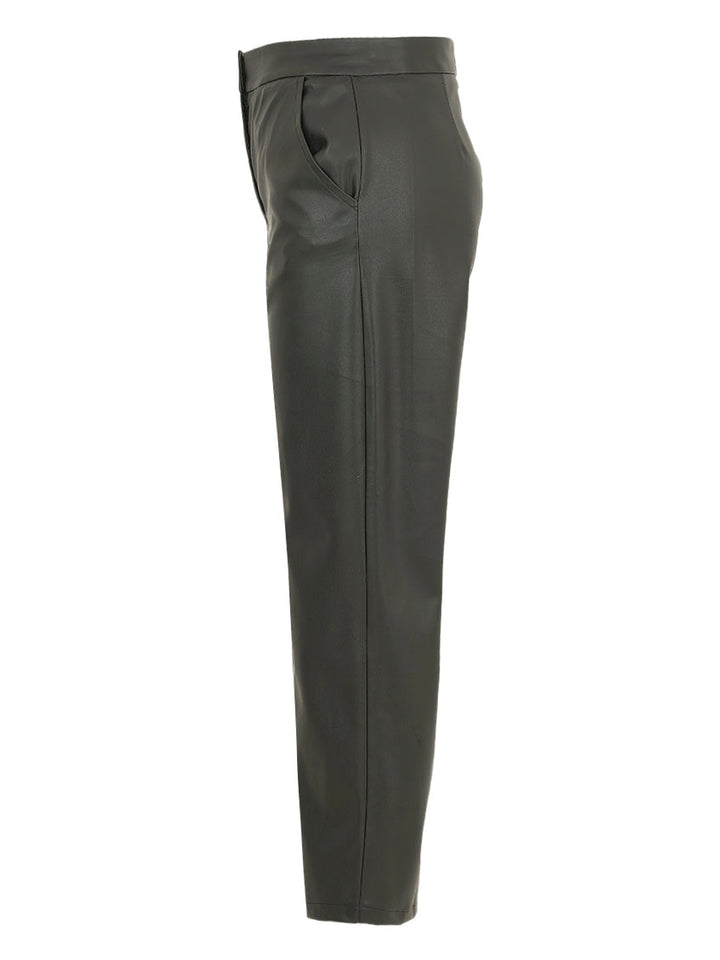 WIDE LEG PLEATHER PANT