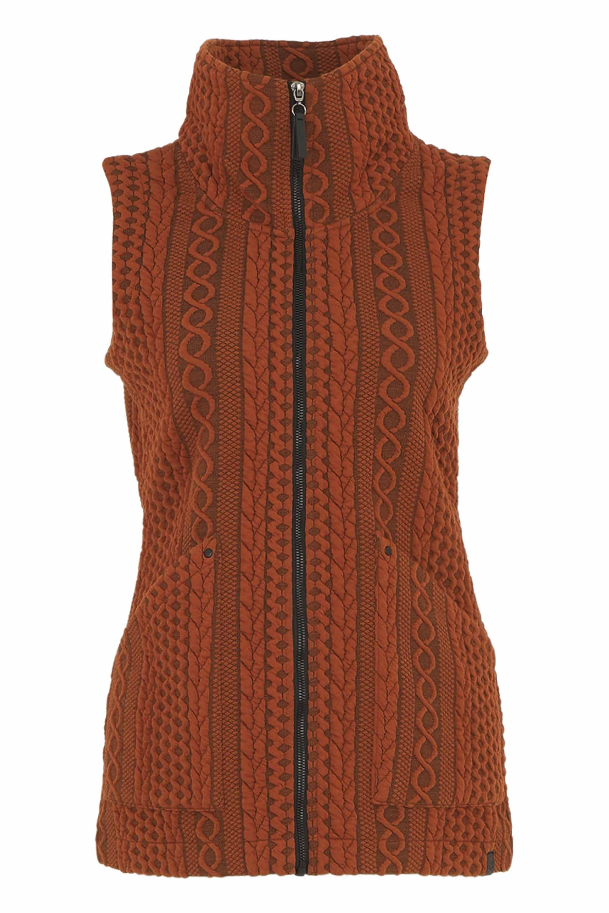 EMBOSSED CABLE ZIP VEST – Aldila Boutique