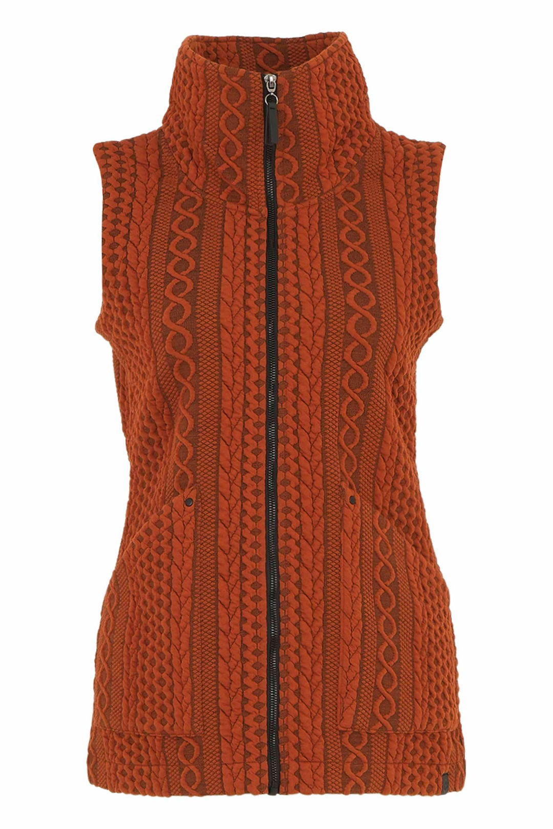 EMBOSSED CABLE ZIP VEST