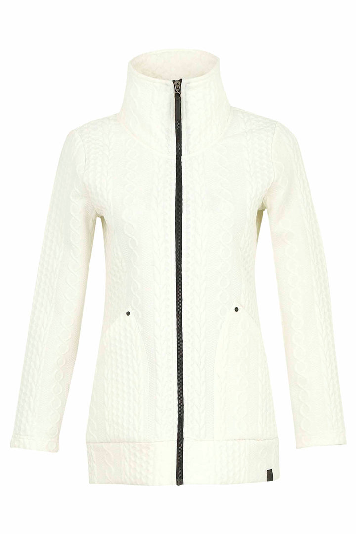 LONG EMBOSSED CABLE ZIP JACKET