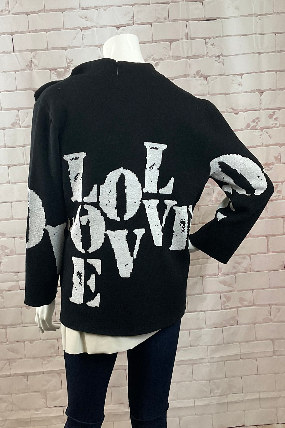 BLACK WHITE LOVE CARDIGAN