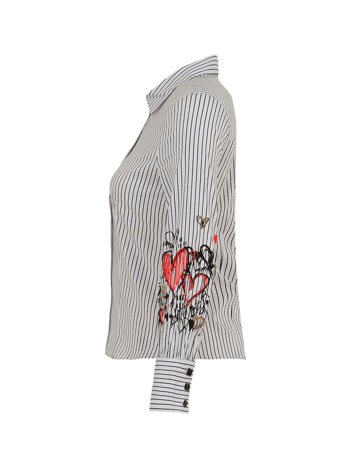 WATERMELON HEART STRIPE SHIRT WITH HEART SLEEVES