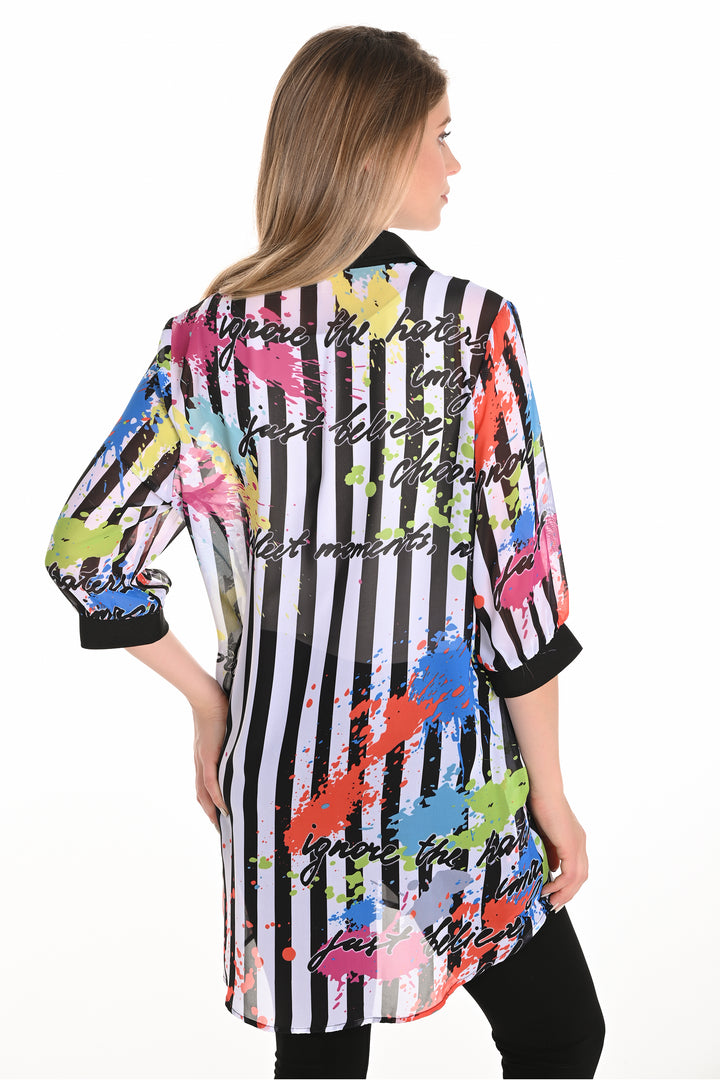 BLACK ORANGE FASHIONISTAS STRIPE BLOUSE