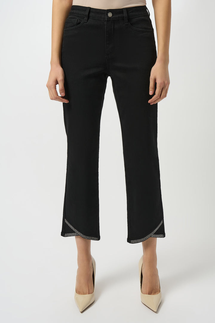 JOSEPH RIBKOFF Fall 2025 
 They are a classic straight fit. The bling criss cross cut hems are what make these jeans standout from the crowd! 