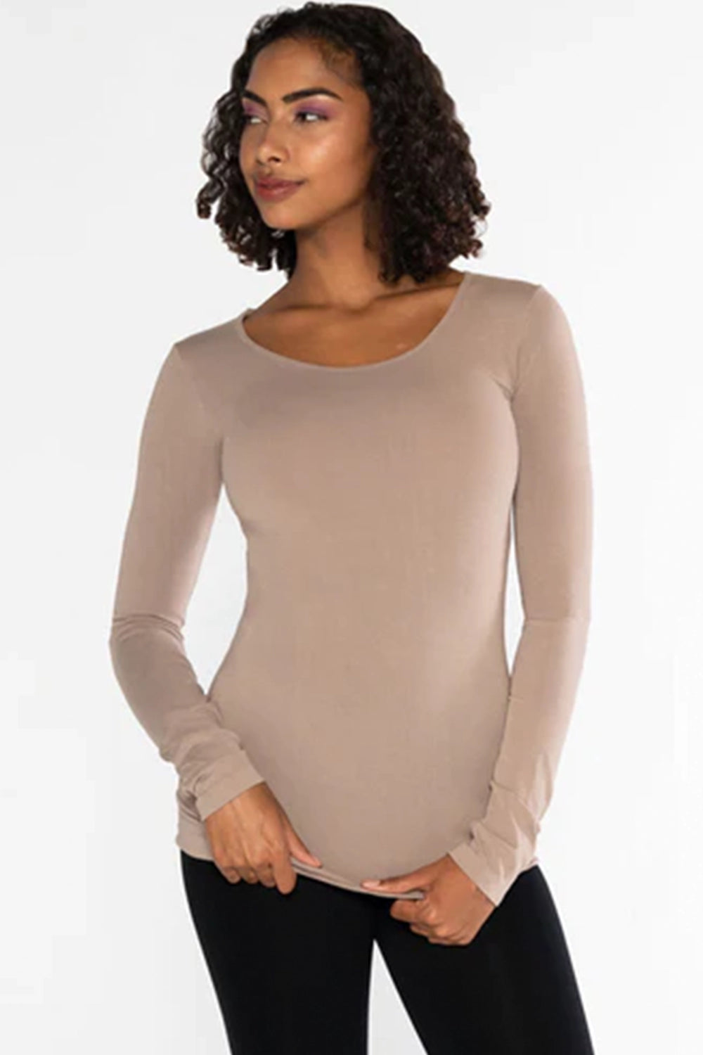 C'est Moi women's casual layering one size long sleeve bamboo basic t-shirt top 