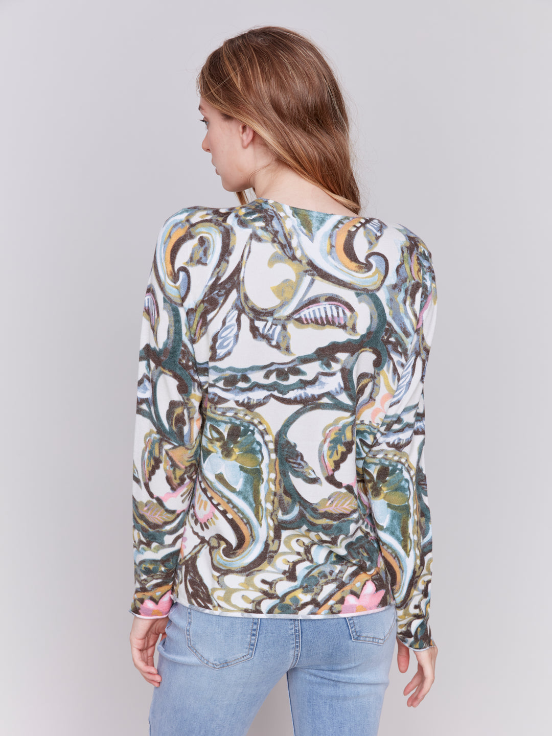 PAISLEY LS V-NECK TOP