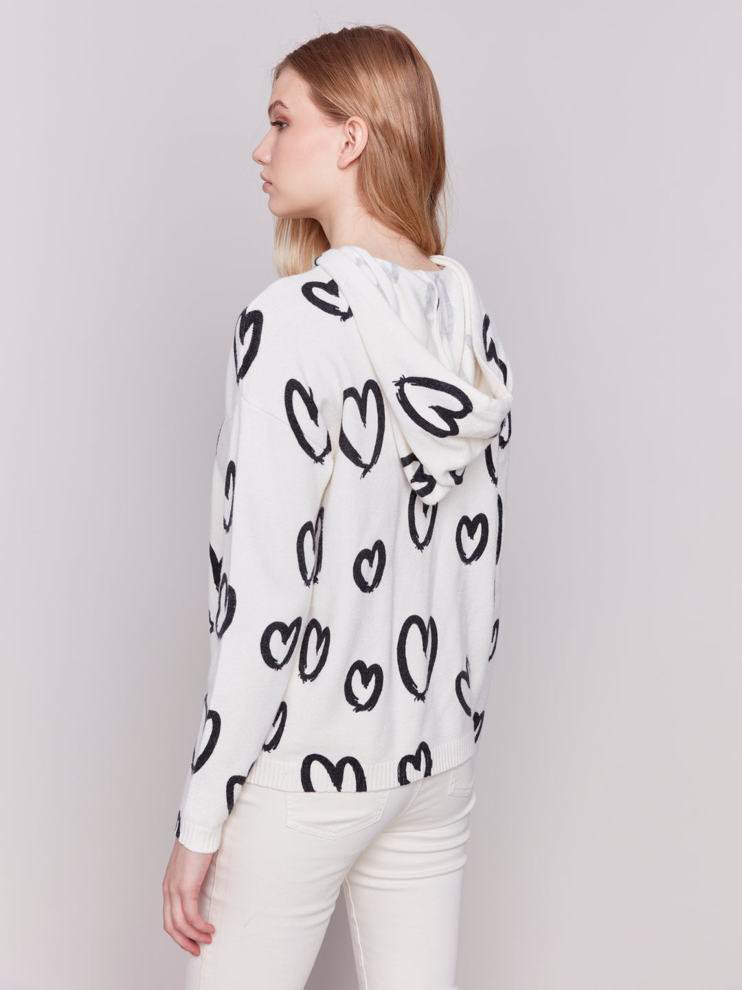 HEARTS PRINT HOODIE TOP