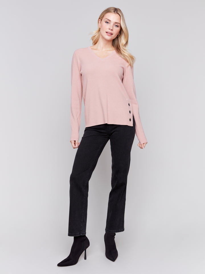 LS V-NECK WITH SIDE GROMMETS