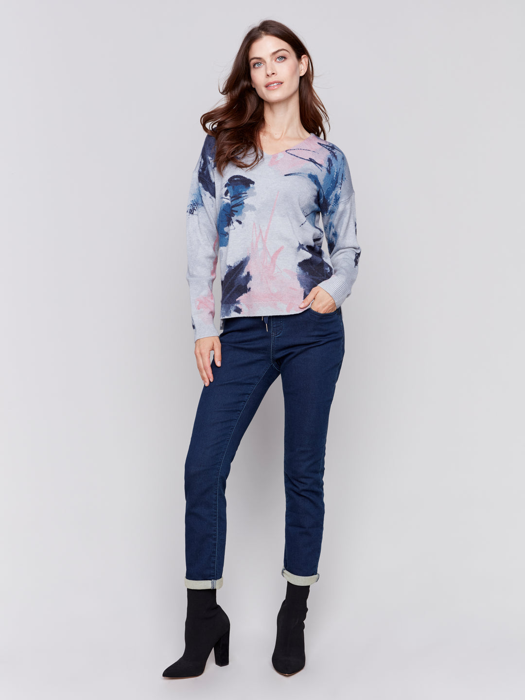 WATERCOLOUR BURSTS LS TOP