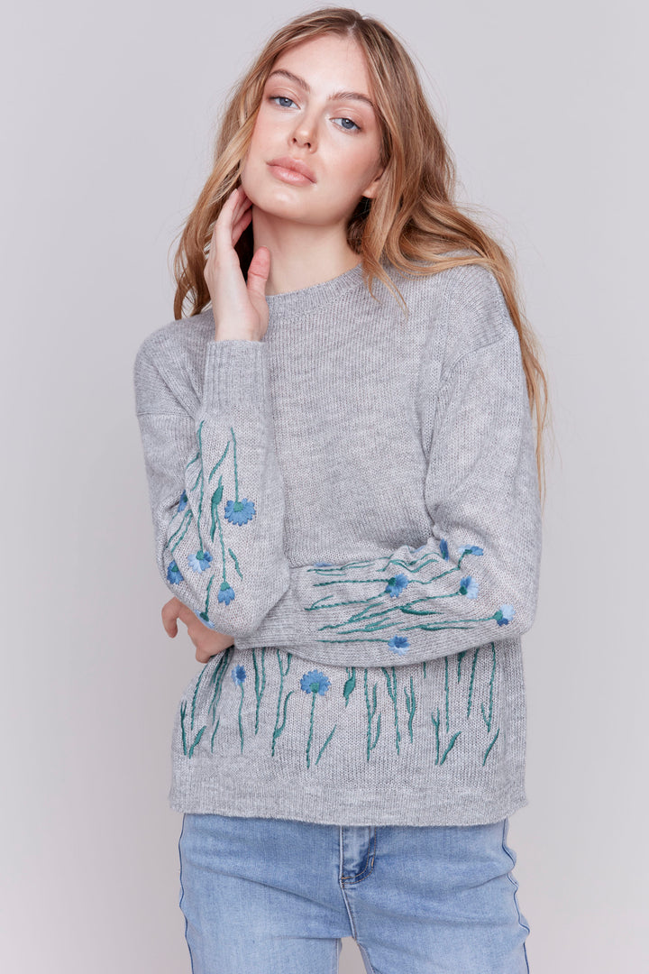 BORDER FLORAL LS TOP