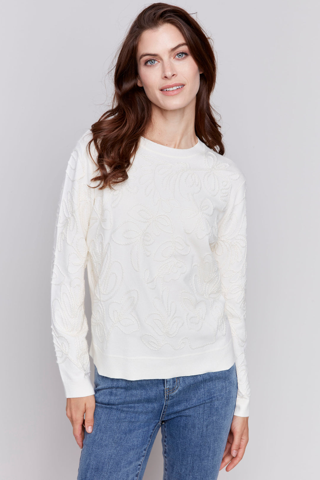 SOUTACHE EMBROIDERED LS TOP