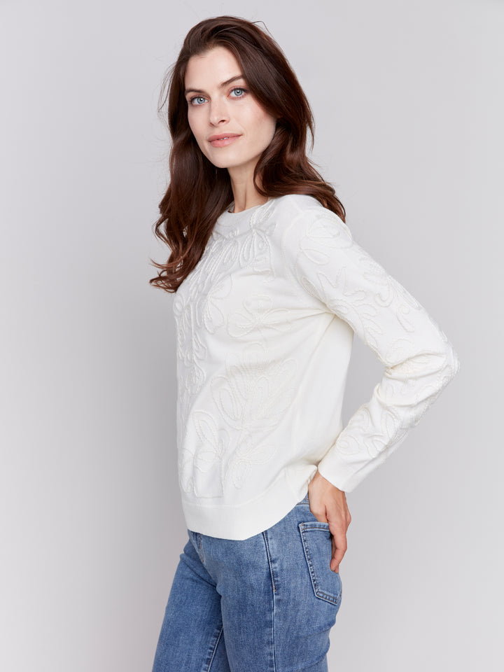 SOUTACHE EMBROIDERED LS TOP