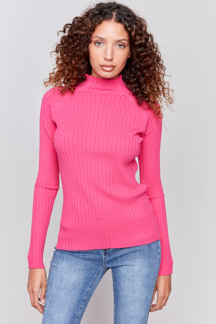 RIBBED MOCK NECK TOP