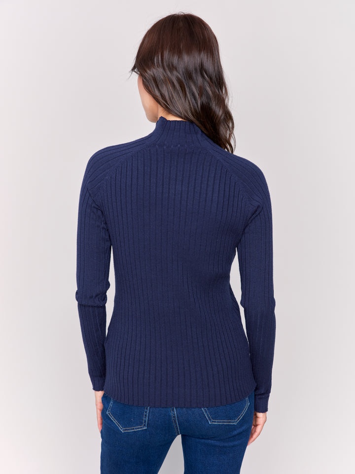 RIBBED MOCK NECK TOP