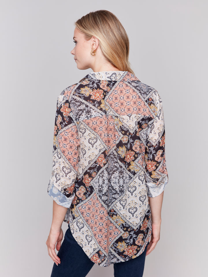 PATCHWORK PRINT BLOUSE