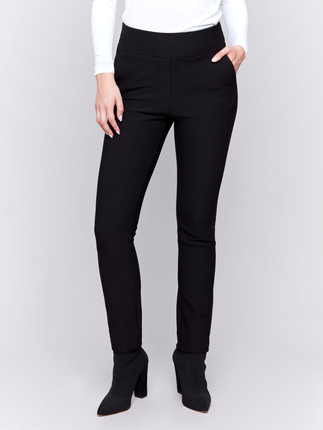 STRETCH CREPE PANT WITH SLITS