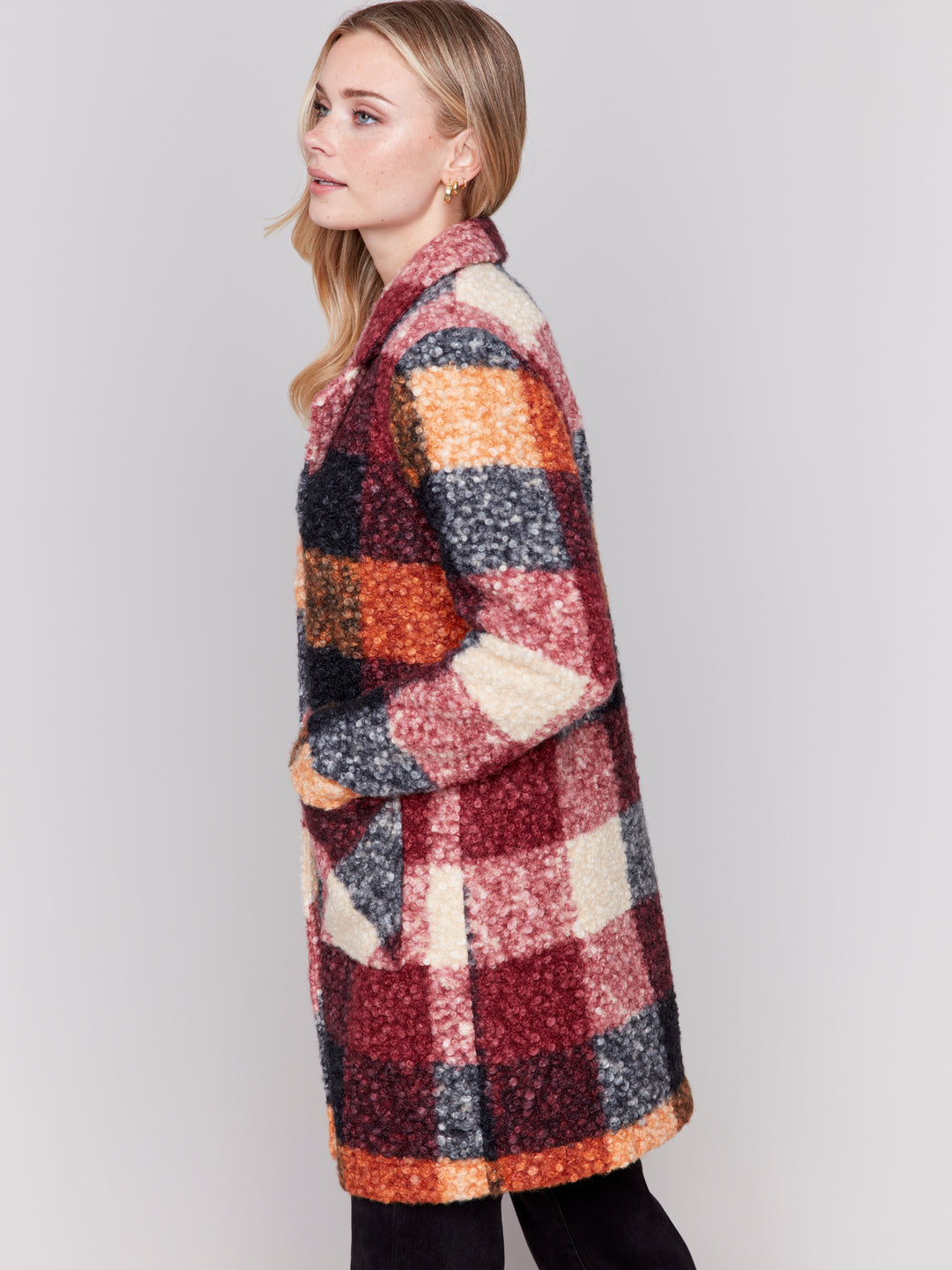 PLAID BOUCLE COAT