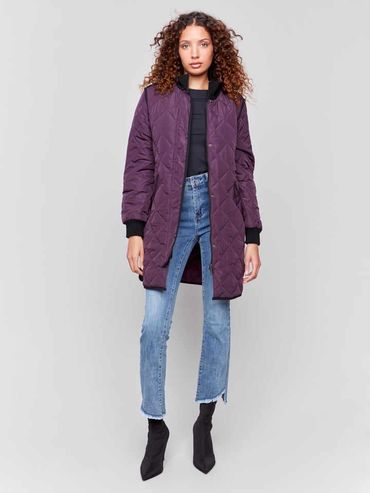 PLUM QUILTED COAT