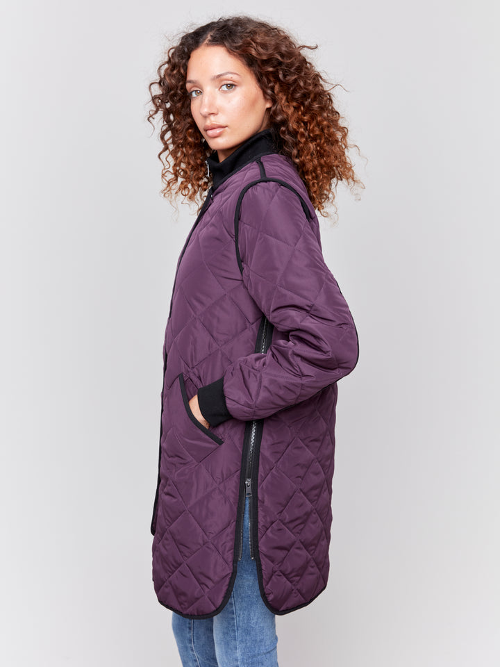 PLUM QUILTED COAT