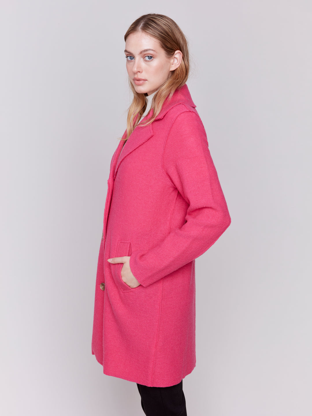 BOILED WOOL KNIT COAT