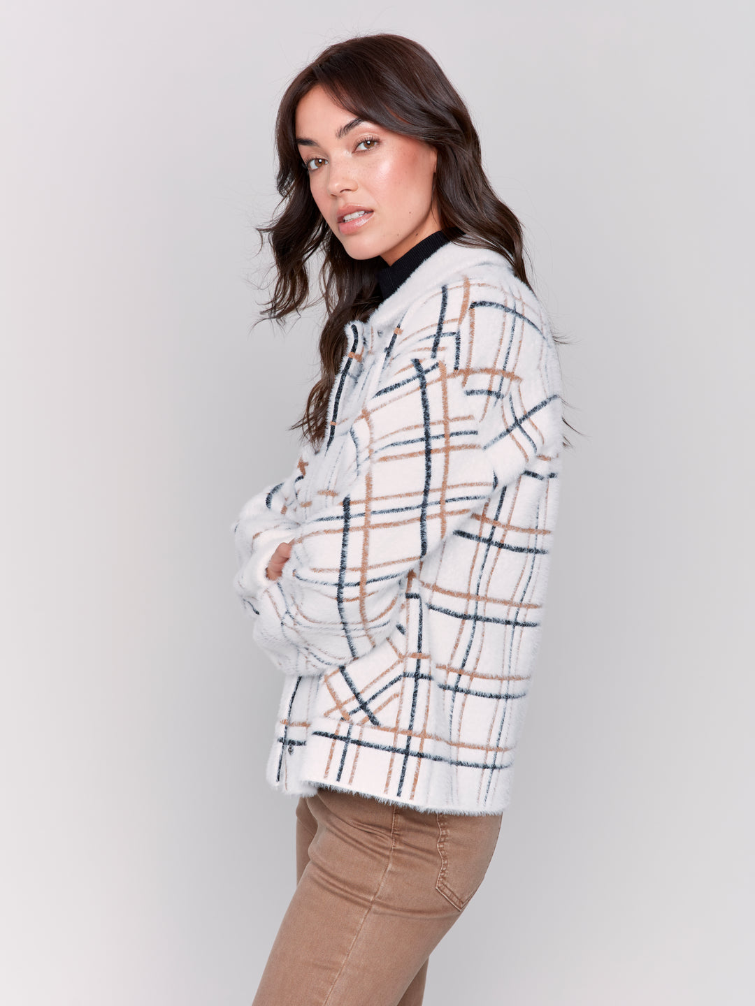 EYELASH YARN CHECK JACKET