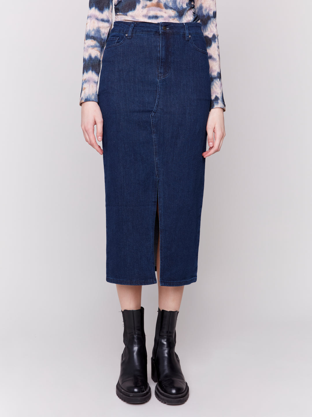 DENIM SKIRT WITH SLIT