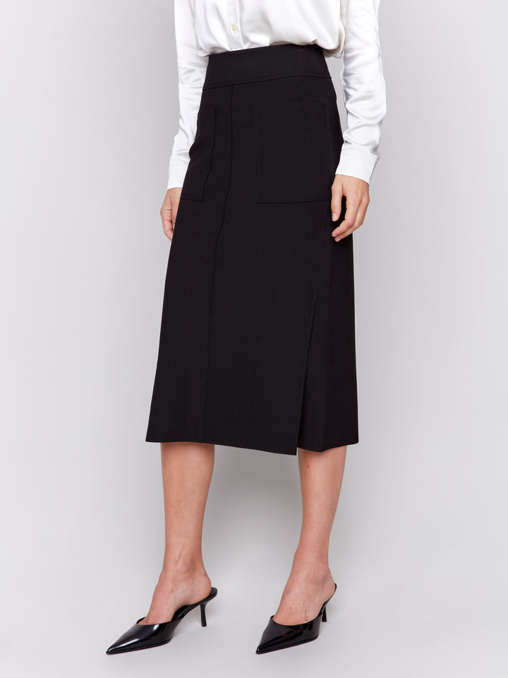 STRETCH CREPE SKIRT WITH SLITS