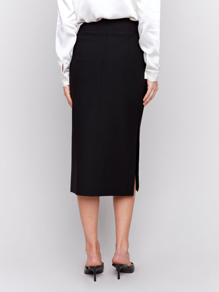 STRETCH CREPE SKIRT WITH SLITS