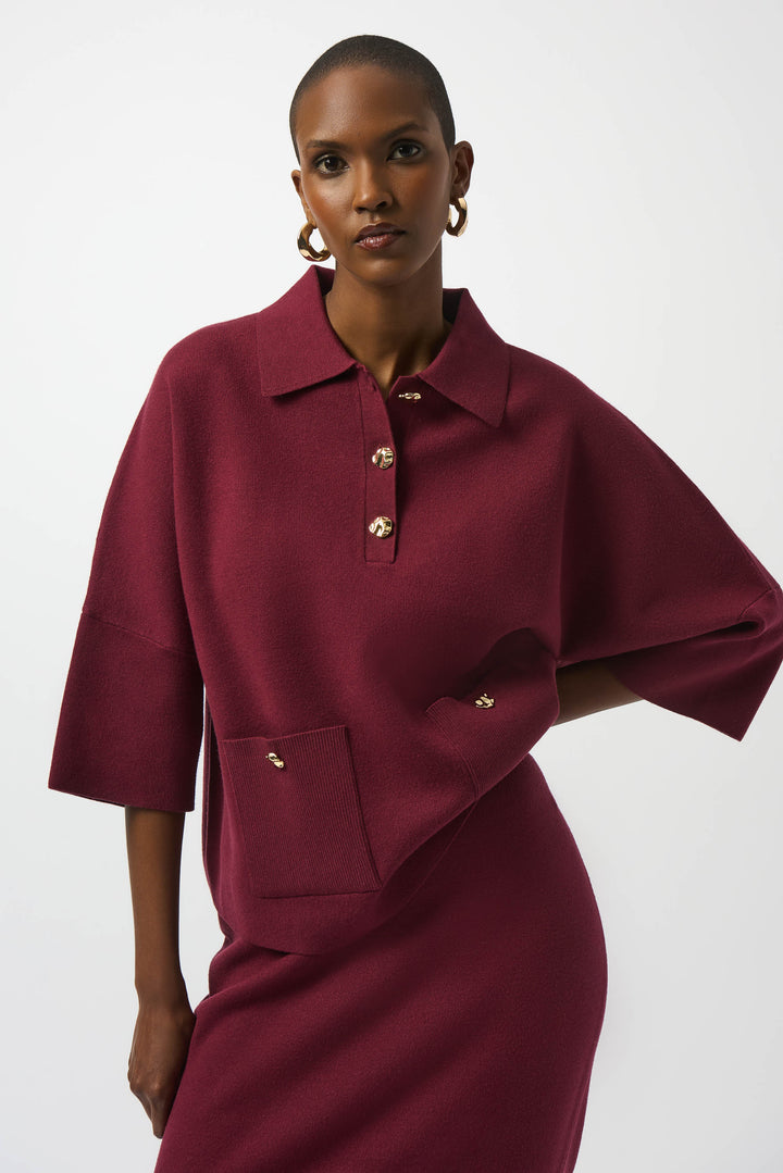 COLLARED TOP WITH GOLD BUTTONS