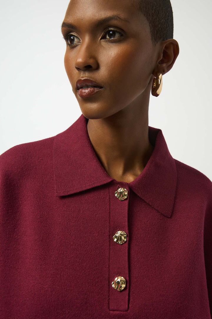 COLLARED TOP WITH GOLD BUTTONS