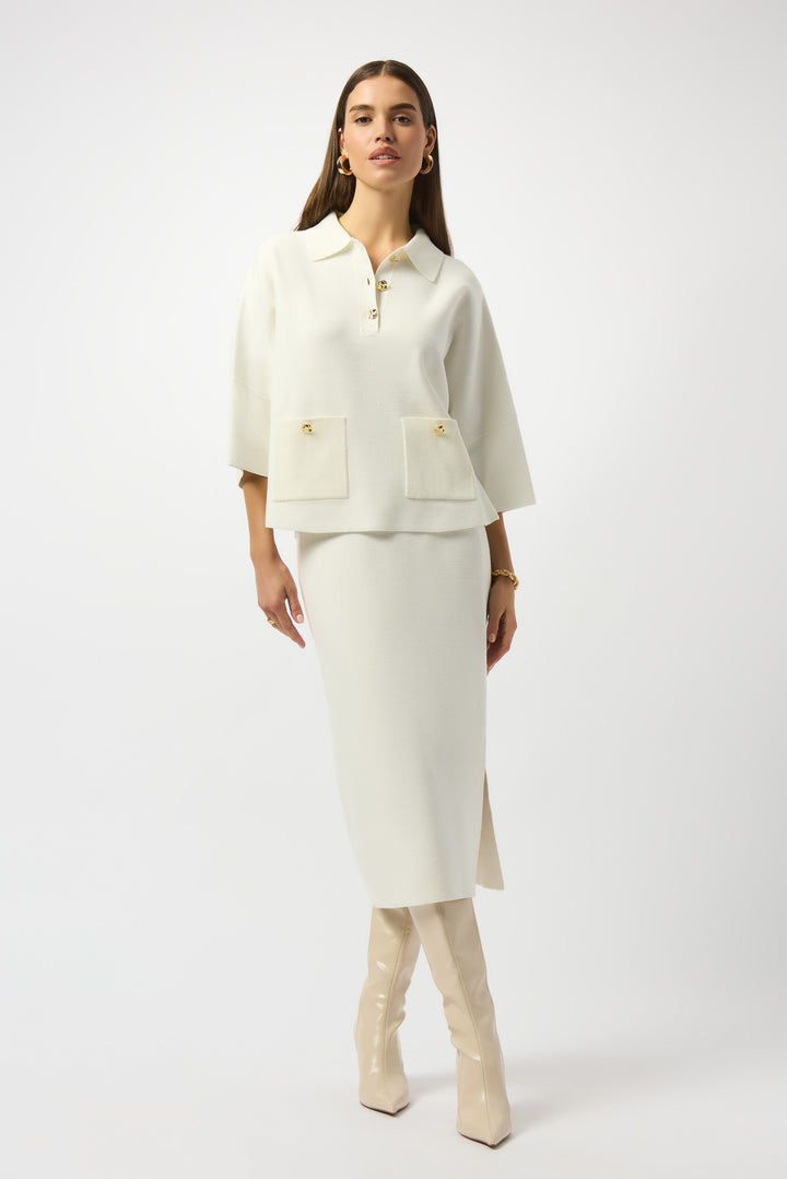 COLLARED TOP WITH GOLD BUTTONS