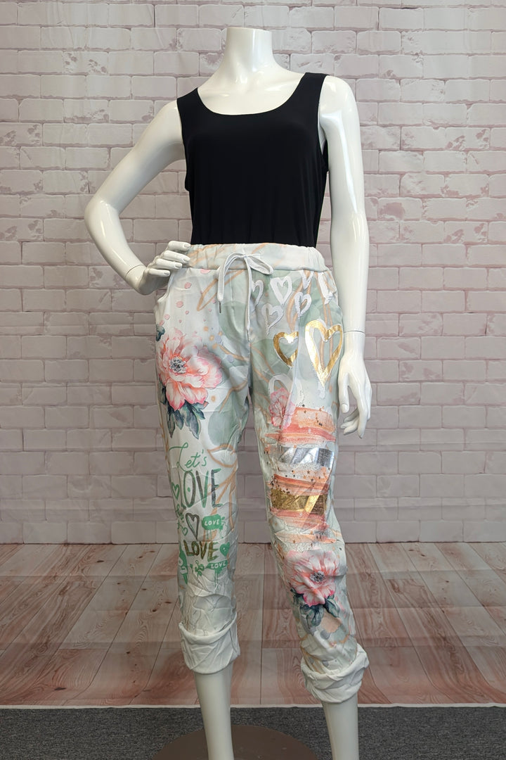 FLORAL LOVE CRINKLE JOGGER