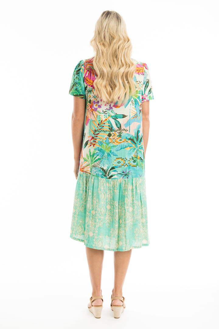 HANALEI COLLARED DRESS WITH TIERED HEM