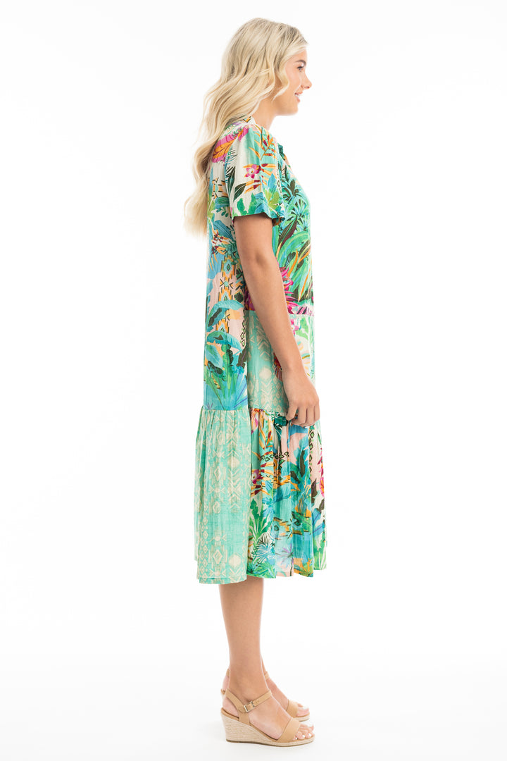 HANALEI COLLARED DRESS WITH TIERED HEM