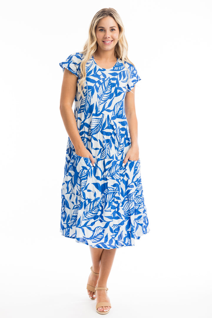 HAYMAN BLUE CAP SLEEVE DRESS WITH POCKETS
