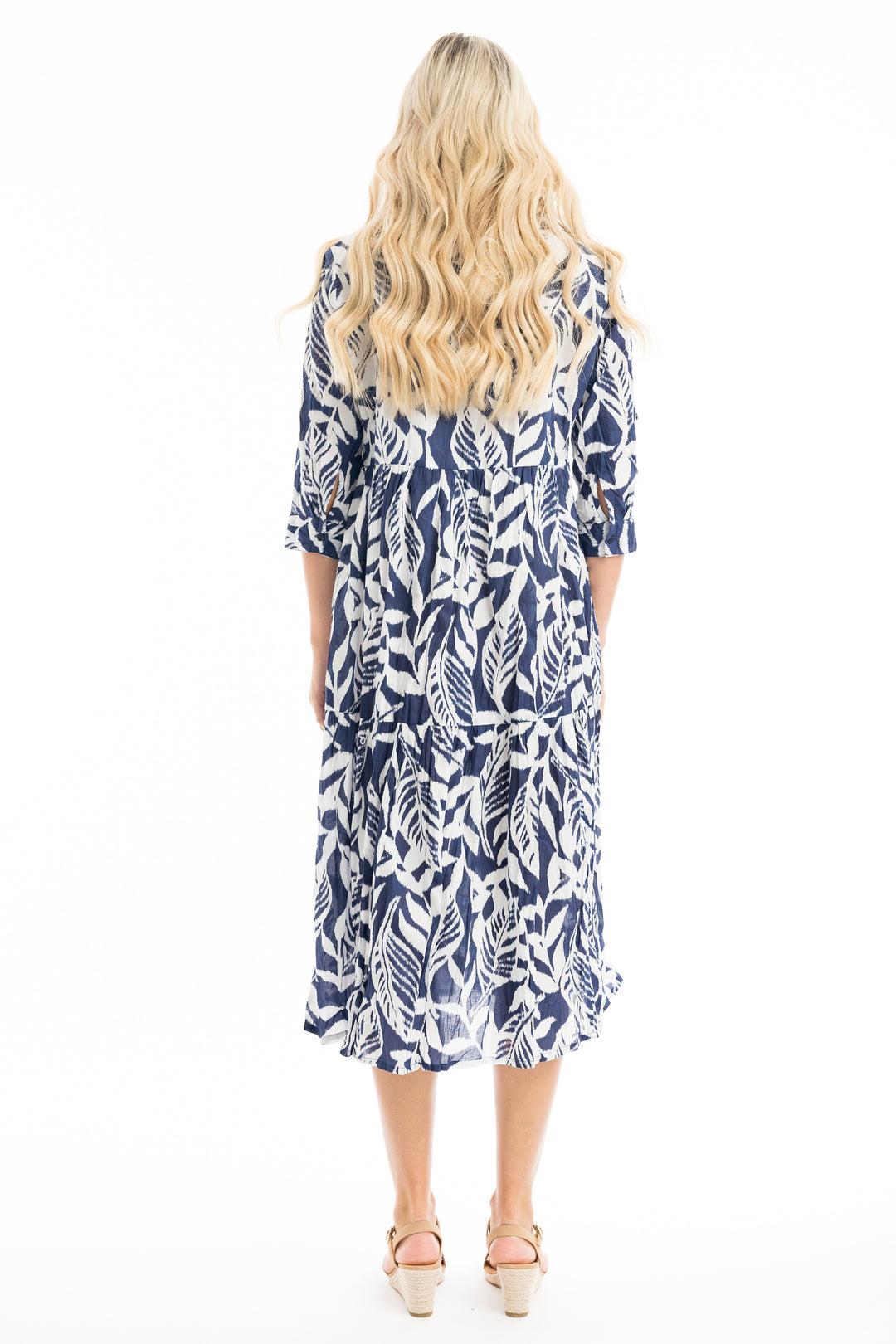 HAYMAN NAVY COLLARED DRESS WITH TIERS