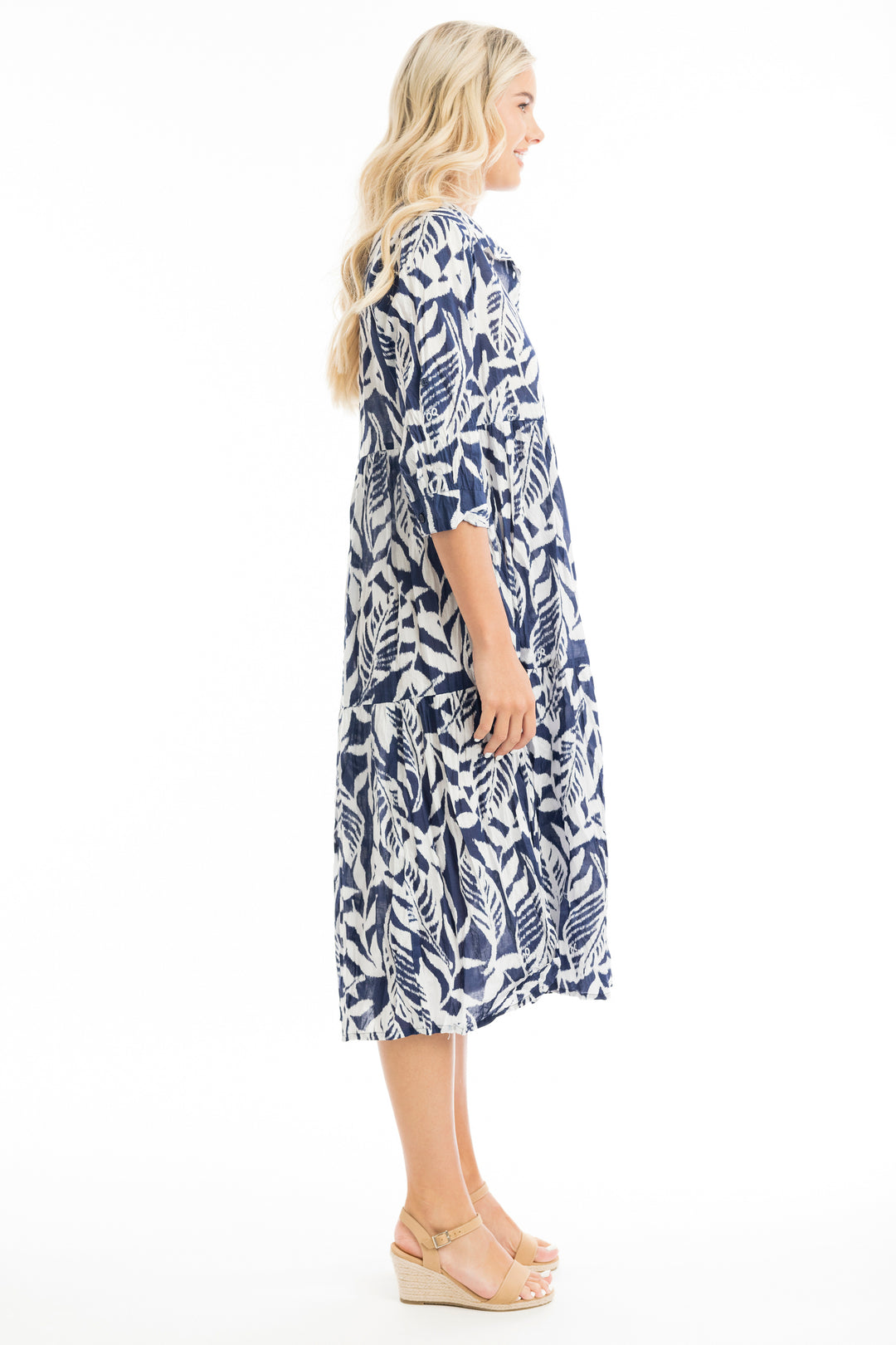 HAYMAN NAVY COLLARED DRESS WITH TIERS