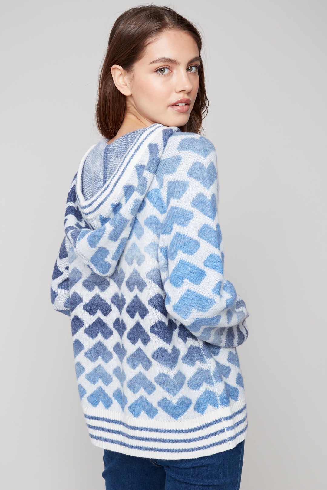HEART PRINT HOODIE TOP