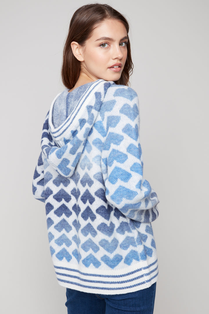 HEART PRINT HOODIE TOP