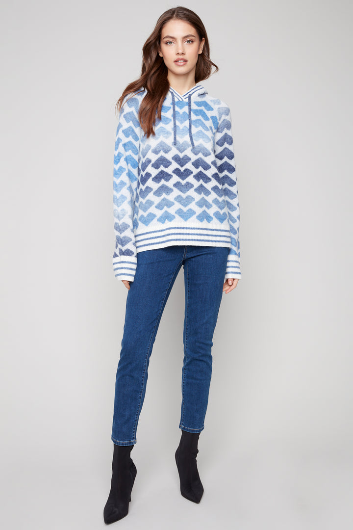 HEART PRINT HOODIE TOP