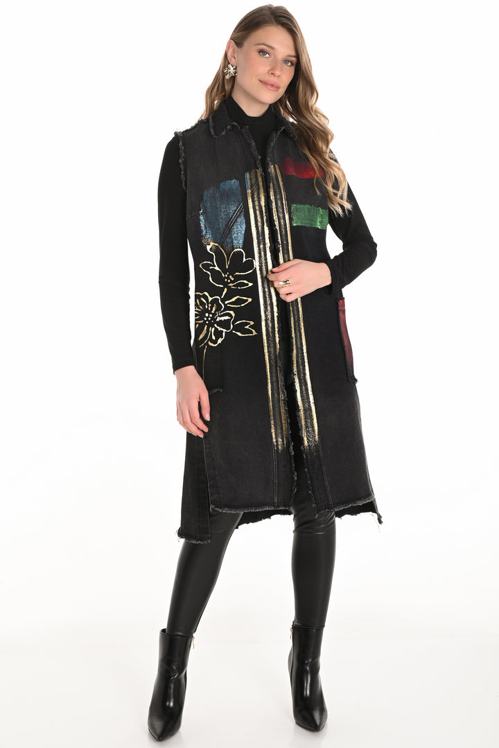 LONG DENIM VEST WITH FOIL