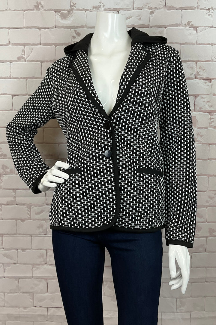 BUTTON BLAZER WITH HOOD