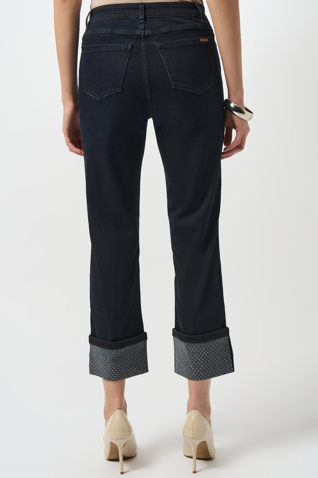 RHINESTONE CUFF STRAIGHT CROP JEAN