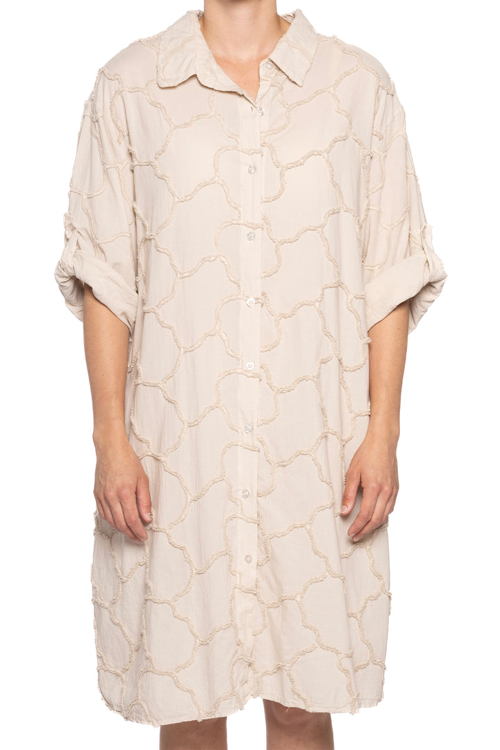 SAND LATTICE TEXTURED DUSTER DRESS